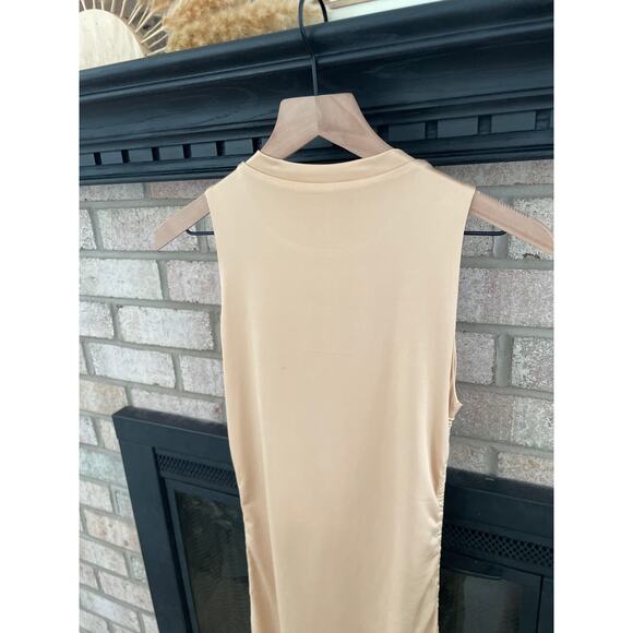 Superdown Cory Ruched Mini Dress Small Tan Sleeveless Bodycon - Picture 10 of 10